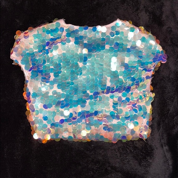 NWT! Missguided iridescent sequin crop top sz M - Picture 6 of 8